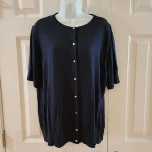 Ann‎ Taylor Lightweight Silk/Cotton Short Sleeve Cardigan Size XXL